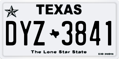 TX license plate DYZ3841