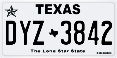 TX license plate DYZ3842