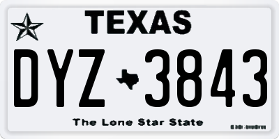 TX license plate DYZ3843