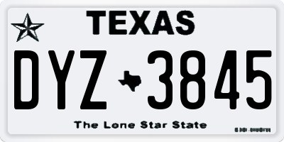 TX license plate DYZ3845