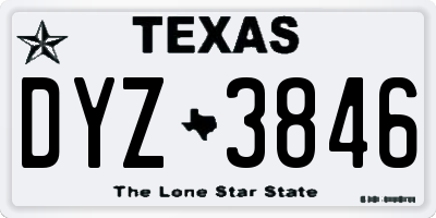 TX license plate DYZ3846