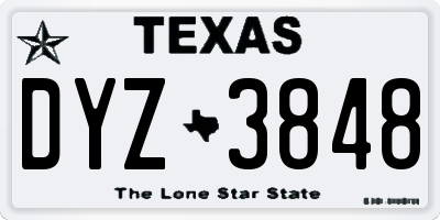 TX license plate DYZ3848