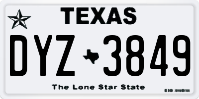 TX license plate DYZ3849