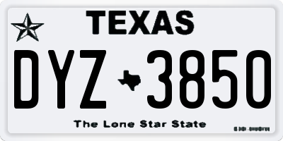 TX license plate DYZ3850