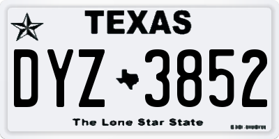 TX license plate DYZ3852