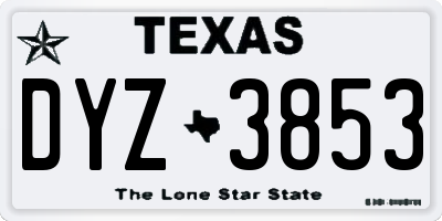 TX license plate DYZ3853