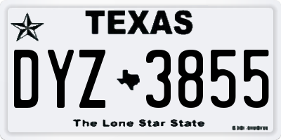 TX license plate DYZ3855
