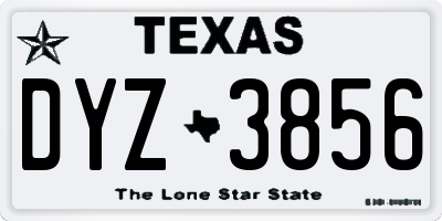 TX license plate DYZ3856