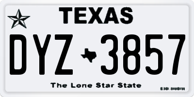 TX license plate DYZ3857