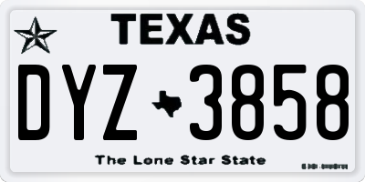 TX license plate DYZ3858