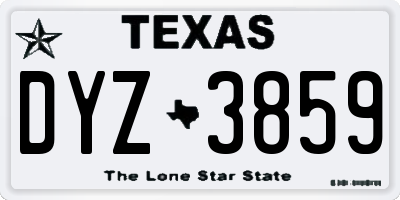 TX license plate DYZ3859