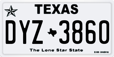 TX license plate DYZ3860