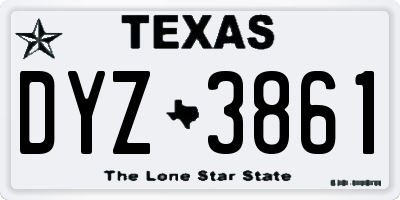 TX license plate DYZ3861