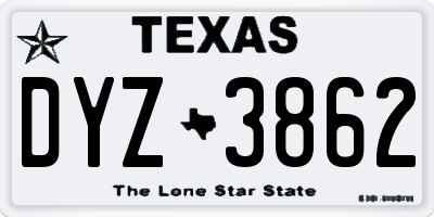 TX license plate DYZ3862