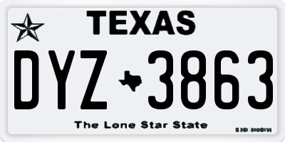TX license plate DYZ3863