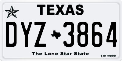TX license plate DYZ3864