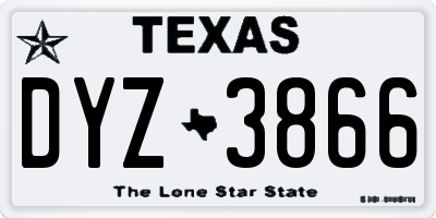 TX license plate DYZ3866