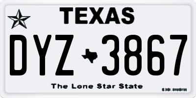 TX license plate DYZ3867