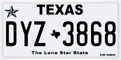 TX license plate DYZ3868