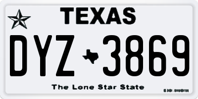 TX license plate DYZ3869