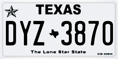 TX license plate DYZ3870