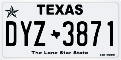 TX license plate DYZ3871
