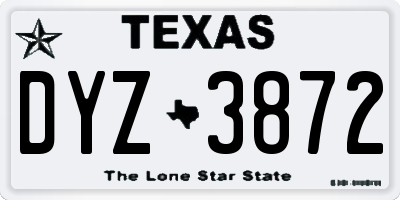 TX license plate DYZ3872