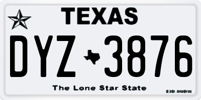 TX license plate DYZ3876