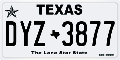 TX license plate DYZ3877