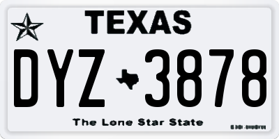 TX license plate DYZ3878