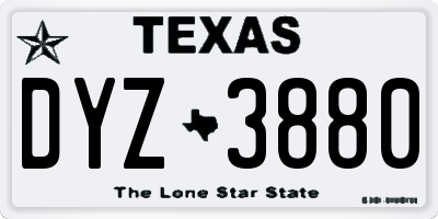 TX license plate DYZ3880