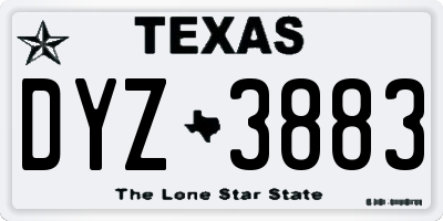 TX license plate DYZ3883