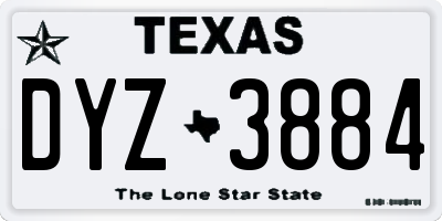 TX license plate DYZ3884