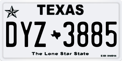 TX license plate DYZ3885