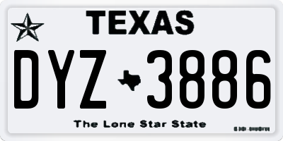 TX license plate DYZ3886