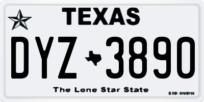 TX license plate DYZ3890