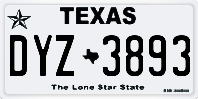 TX license plate DYZ3893