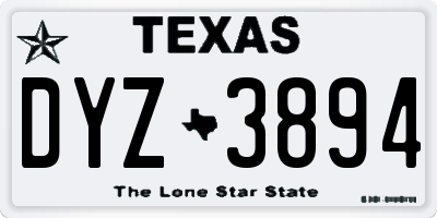 TX license plate DYZ3894