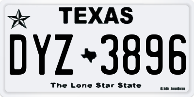 TX license plate DYZ3896