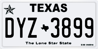 TX license plate DYZ3899