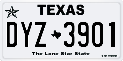TX license plate DYZ3901