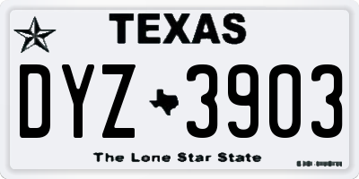TX license plate DYZ3903