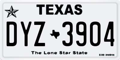 TX license plate DYZ3904
