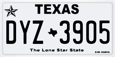 TX license plate DYZ3905