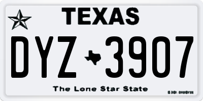 TX license plate DYZ3907
