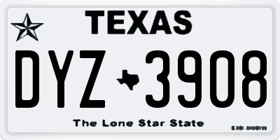 TX license plate DYZ3908
