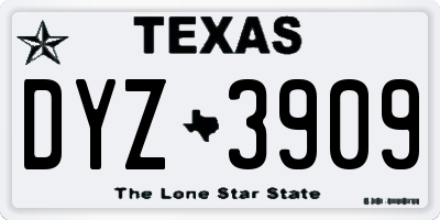 TX license plate DYZ3909