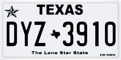 TX license plate DYZ3910