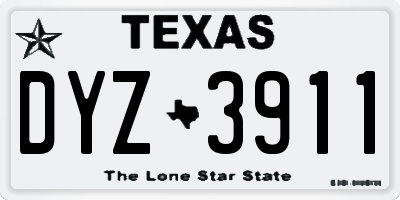 TX license plate DYZ3911