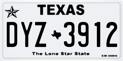 TX license plate DYZ3912